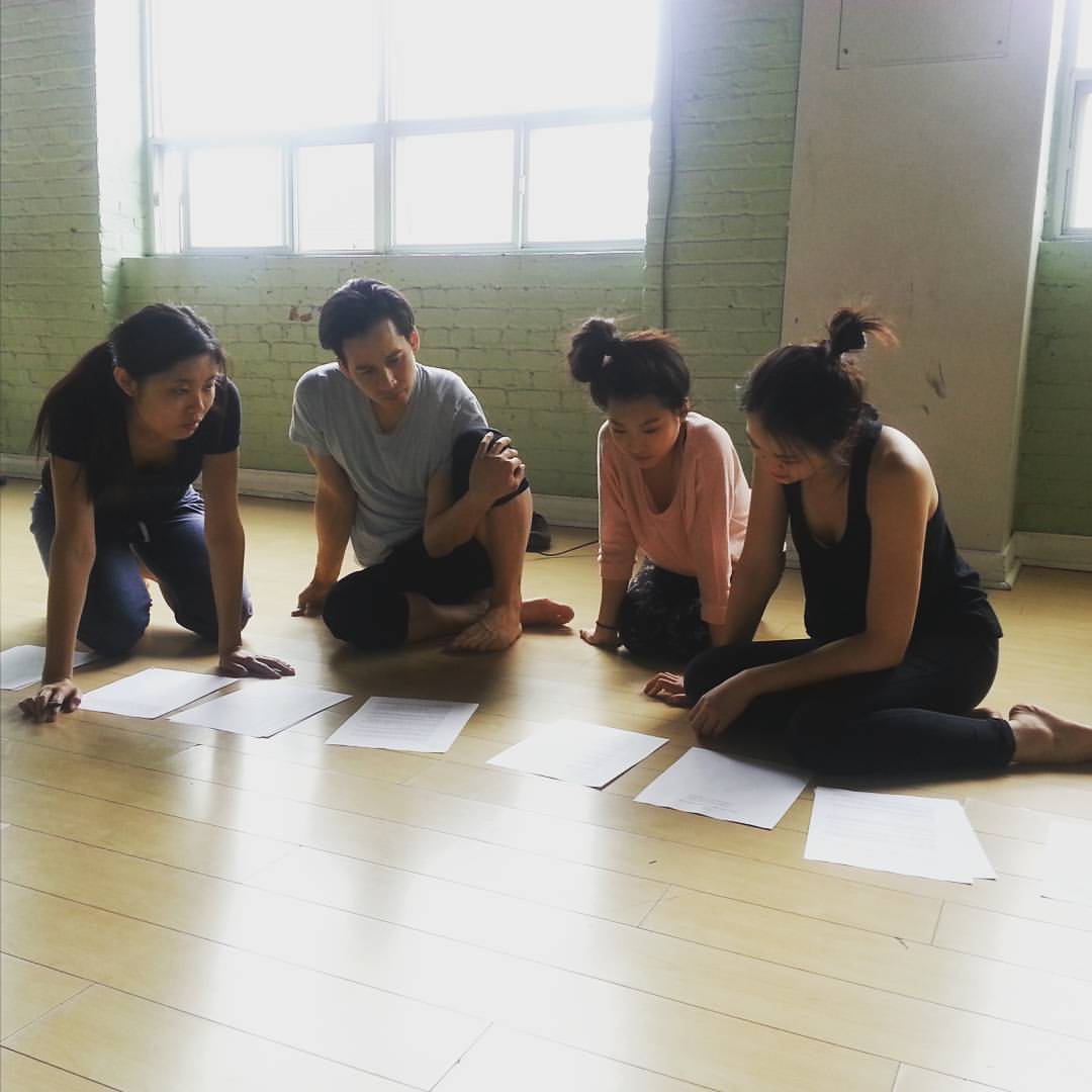 Bessie Cheng and collaborators in rehearsal