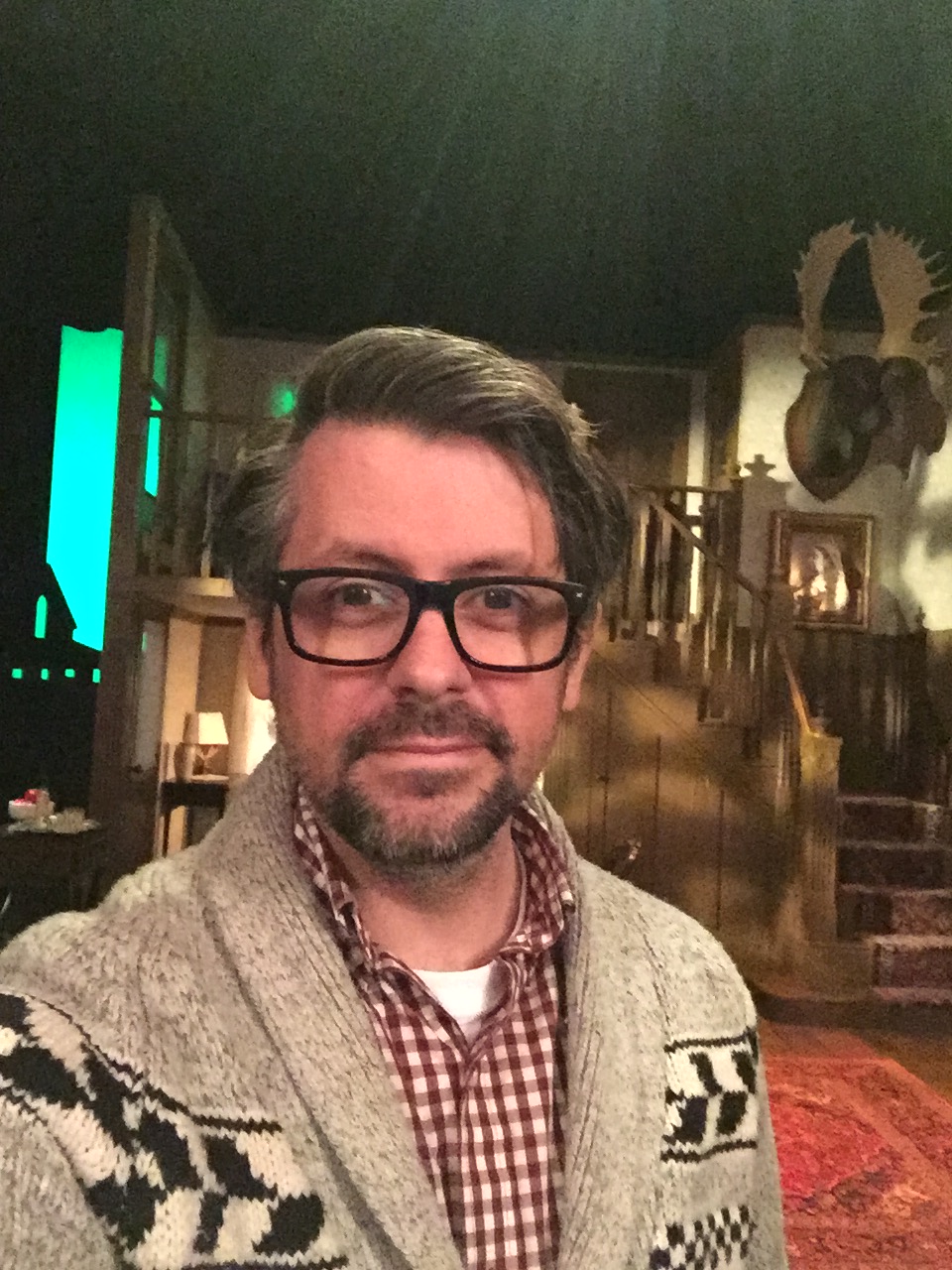 Kevin Woolridge on the set of the National Arts Centre's touring production of Tartuffe, on which he served as "Assistant Director"